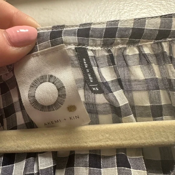 Anthropologie Akemi + Kin Presley Gingham Eyelet Blouse, Size XS - Picture 4 of 7